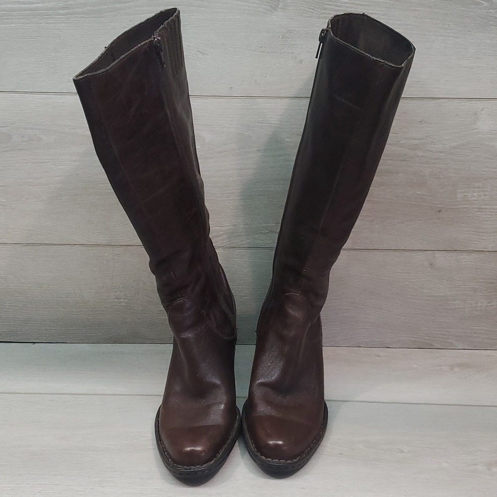 Born Women Leather Tall Heels Boots shoes s 6 - Picture 3 of 13